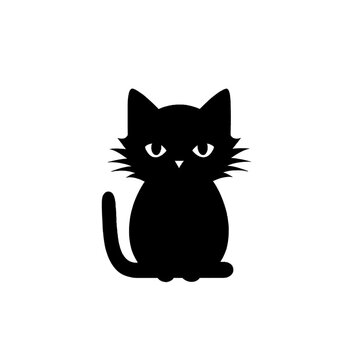 Black silhouette of a cat on white background.