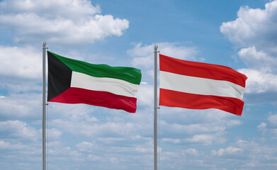 Austria and Kuwait flags, country relationship concept
