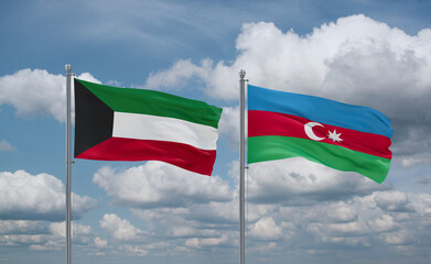 Azerbaijan and Kuwait flags, country relationship concept