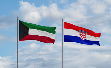 Croatia and Kuwait flags, country relationship concept
