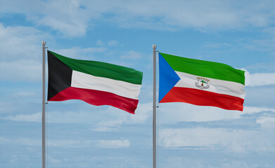 Equatorial Guinea and Kuwait flags, country relationship concept