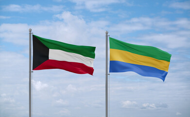 Gabon and Kuwait flags, country relationship concept