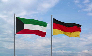 Germany and Kuwait flags, country relationship concept