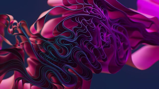 Mesmerizing flow of intertwined vivid colors creating an abstract, organic form. Perfect balance of warmth and coolness in one 3D animation.