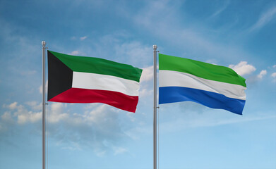 Sierra Leone and Kuwait flags, country relationship concept