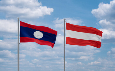 Austria and Laos flags, country relationship concept