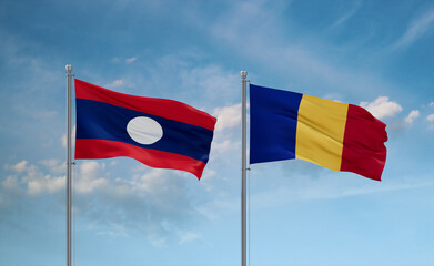 Chad and Laos flags, country relationship concept