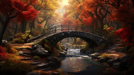A winding forest path with trees still adorned in autumn leaves, a peaceful bridge between seasons.