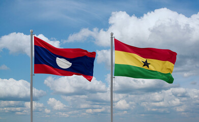 Ghana and Laos flags, country relationship concept