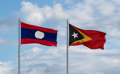 East Timor and Laos flags, country relationship concept