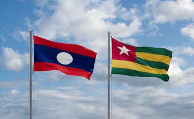Togo and Laos flags, country relationship concept