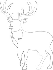 Deer. Christmas line art. High quality vector illustration.