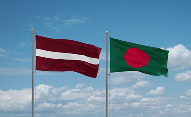 Bangladesh and Latvia flags, country relationship concept