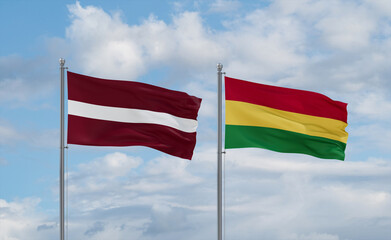 Bolivia and Latvia flags, country relationship concept