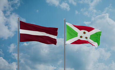 Burundi and Latvia flags, country relationship concept