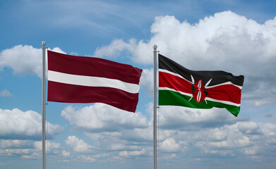 Kenya and Latvia flags, country relationship concept