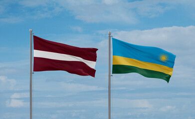 Rwanda and Latvia flags, country relationship concept