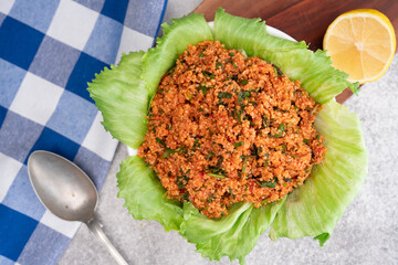 Turkish tridational homemade food kısır. Bulgur food	