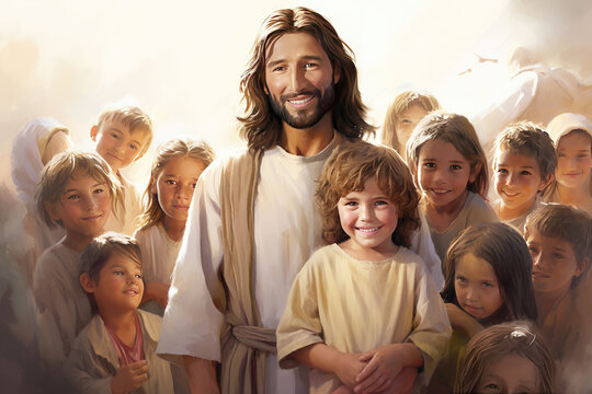 Jesus Christ and smiling children