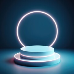 Neon Podium for product display abstract background pedestal for social media post