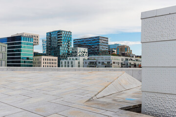 Moderne Architektur im Barcode District in Oslo, Norwegen - 668197729