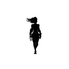 Black silhouette of a women on white background.
