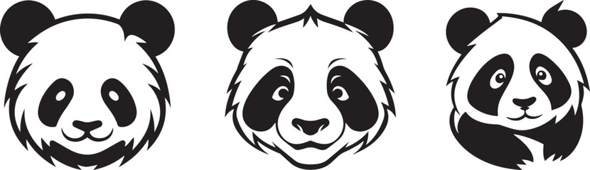 Cute panda bear logo set. Funny Lazy Logo Panda animal Logo type concept icon. vector illustration  