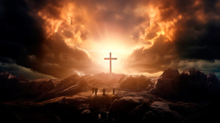 Obraz premium The holy cross where Jesus was crucified and resurrected. AI Generated