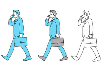 スマホで会話しながら歩くビジネスマン