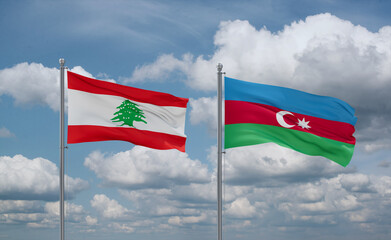 Azerbaijan and Lebanon flags, country relationship concept