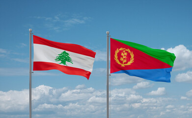 Eritrea and Lebanon flags, country relationship concept