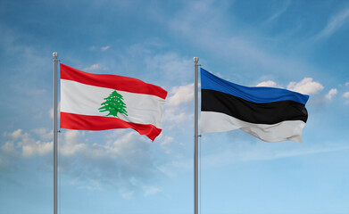 Estonia and Lebanon flags, country relationship concept