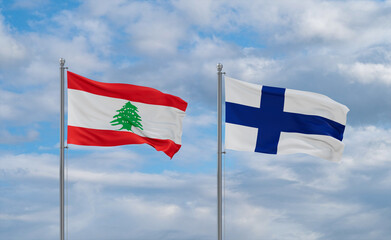 Finland and Lebanon flags, country relationship concept