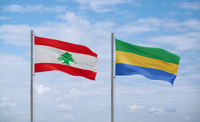 Gabon and Lebanon flags, country relationship concept
