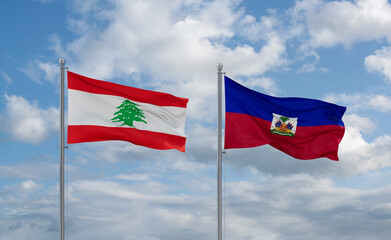 Haiti and Lebanon flags, country relationship concept