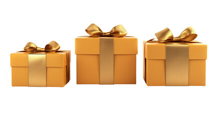 Three gift boxes collection set isolated on white PNG
