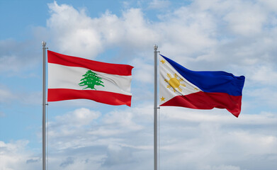 Philippines and Lebanon flags, country relationship concept