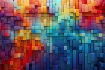 Abstract bright geometric pastel colors colored 3d gloss texture wall with squares and rectangles background. - obrazy, fototapety, plakaty