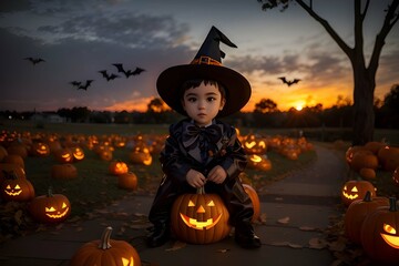 halloween witch on a pumpkin