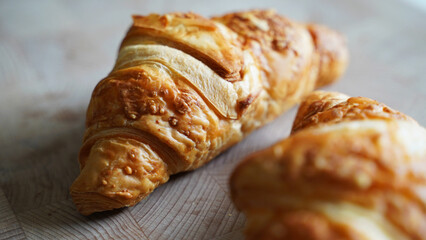 croissants on a wooden table