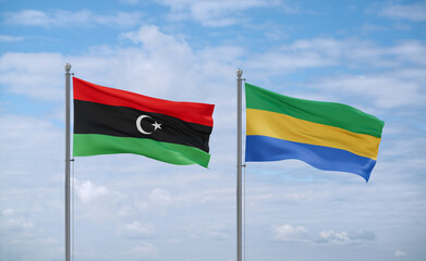 Gabon and Libya flags, country relationship concept