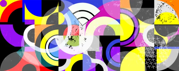 Gordijnen abstract background pattern, with circles, stripes, elements, paint strokes and splashes © Kirsten Hinte
