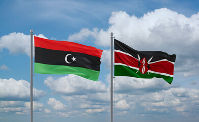 Kenya and Libya flags, country relationship concept