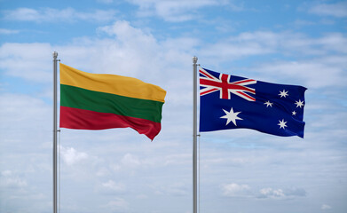 Australia and Lithuania flags, country relationship concept