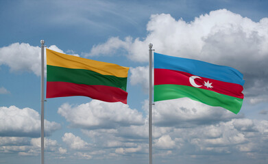 Azerbaijan and Lithuania flags, country relationship concept