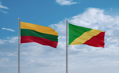 Congo and Lithuania flags, country relationship concept