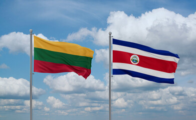 Costa Rico and Lithuania flags, country relationship concept