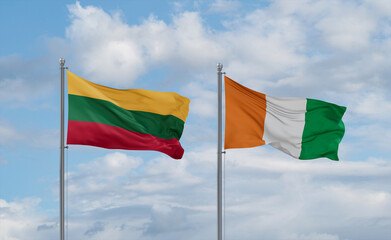 Ivory Coast and Lithuania flags, country relationship concept