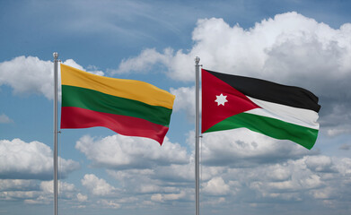 Jordan and Lithuania flags, country relationship concept