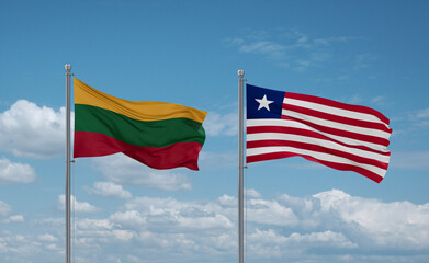 Liberia and Lithuania flags, country relationship concept